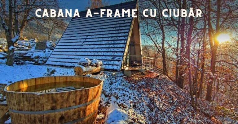 cabana a-frame cu ciubăr